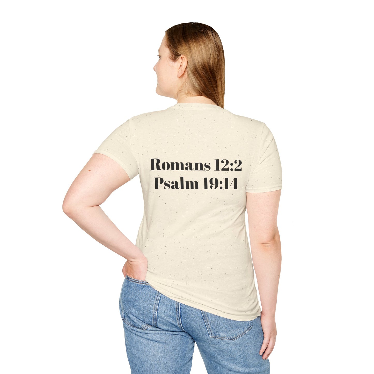 "Mind Mouth Heart Aligned With God's Will" (Romans 12:2, Psalm 19:14) | Light Color T-Shirt