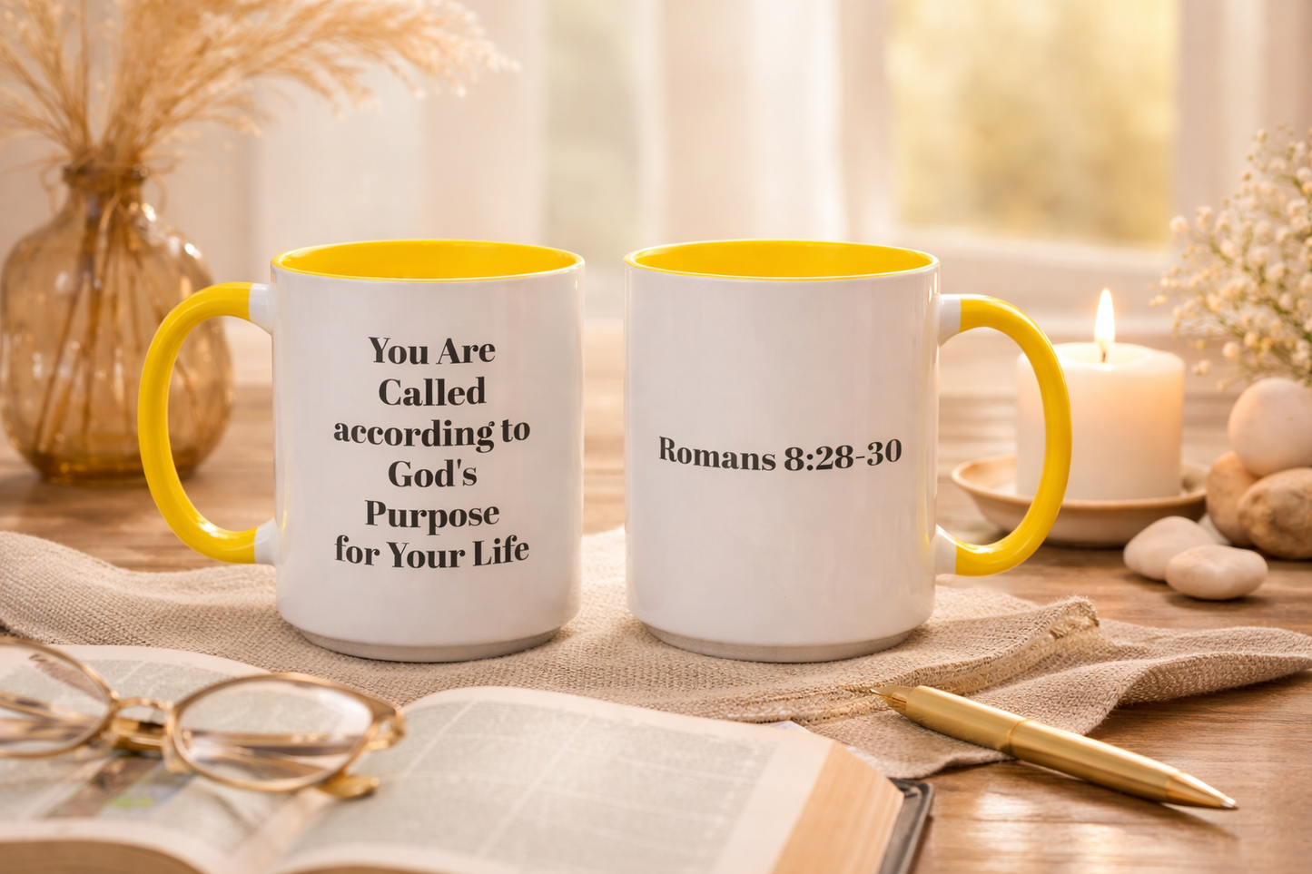 You Are Called - Romans 8:28–30 Accent Coffee Mug — Inspirational Scripture Ceramic Mug