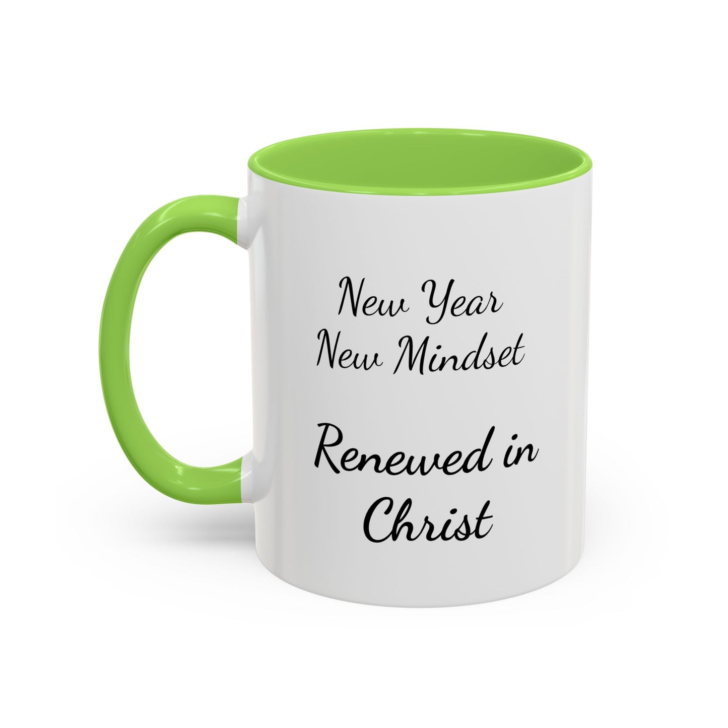 Renewed in Christ Coffee Mug — "New Year New Mindset" Inspirational Christian Mug (11oz/15oz)