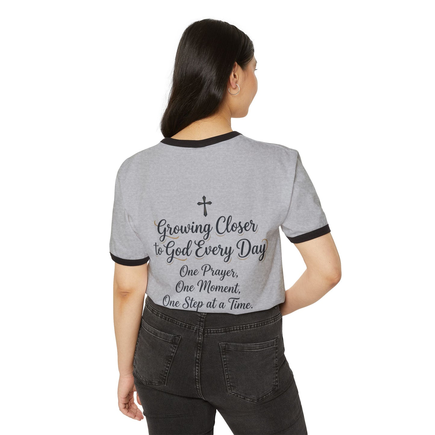 Growing Closer to God Every Day Ringer T-Shirt — James 4:8 Faith Tee (For Women)