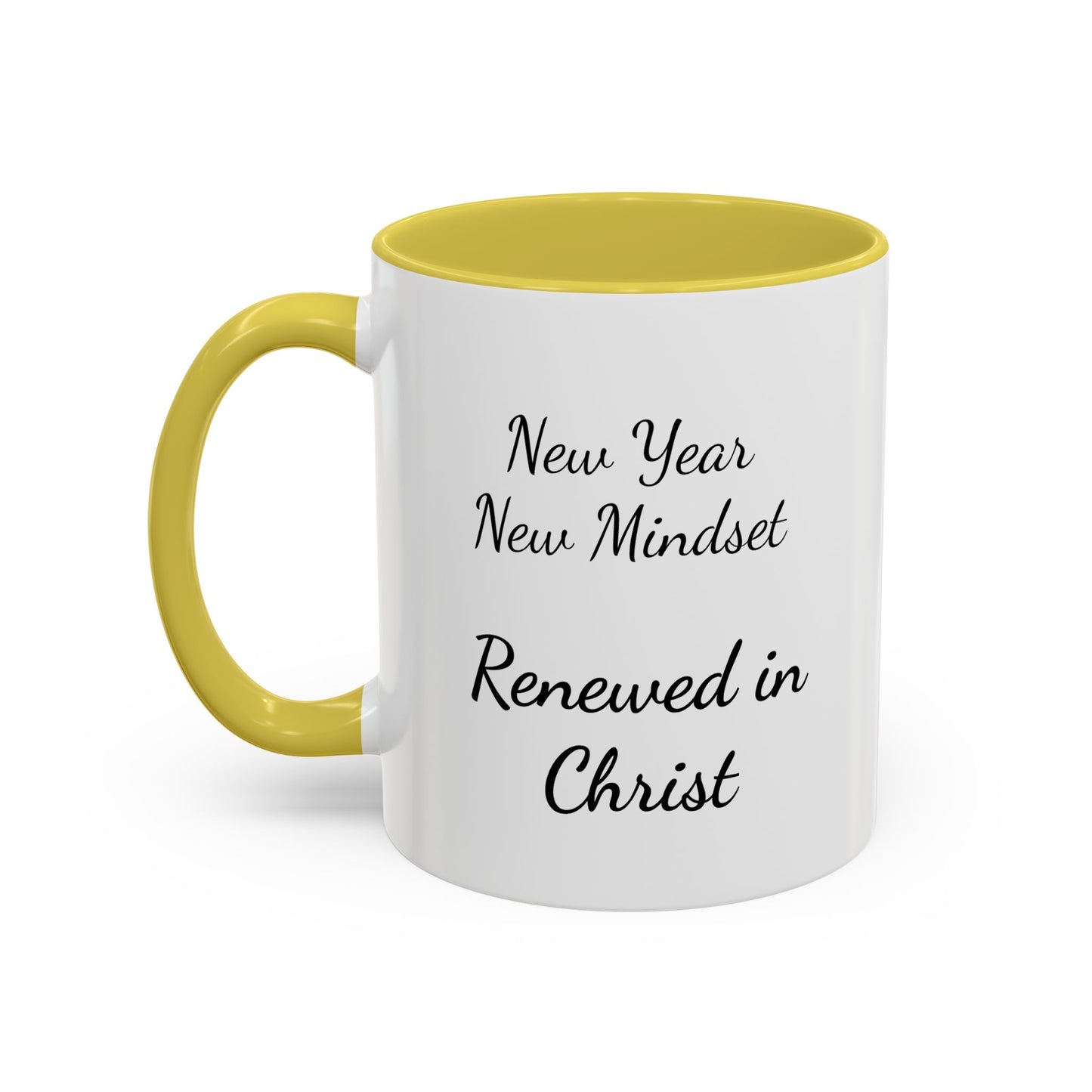 Renewed in Christ Coffee Mug — "New Year New Mindset" Inspirational Christian Mug (11oz/15oz)