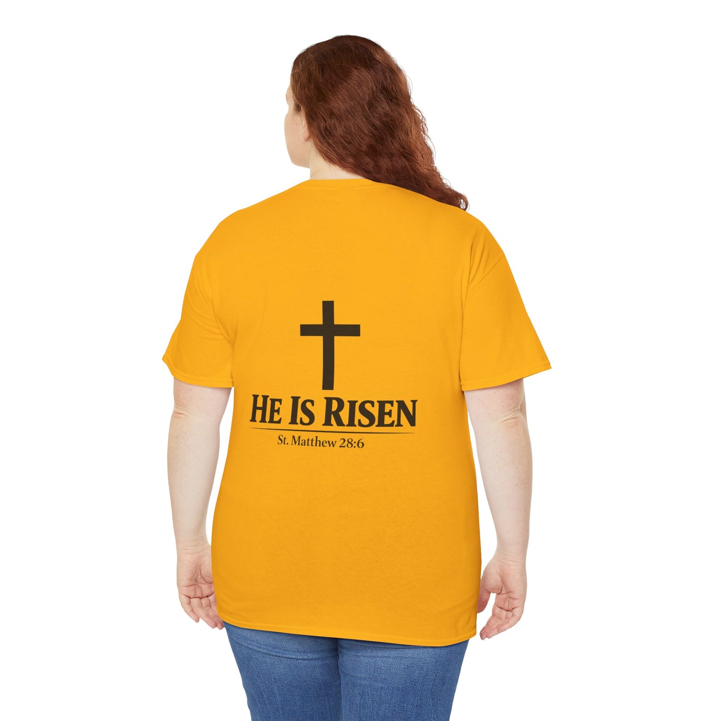 He Is Risen T-Shirt — Christian Easter Cross Tee