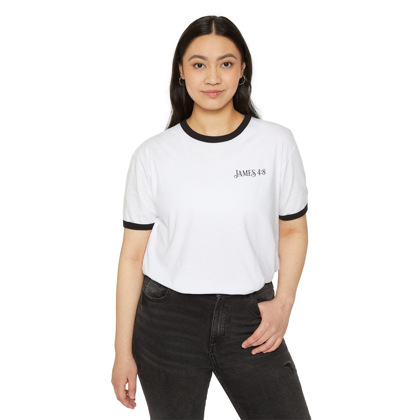 Growing Closer to God Every Day Ringer T-Shirt — James 4:8 Faith Tee (For Women)