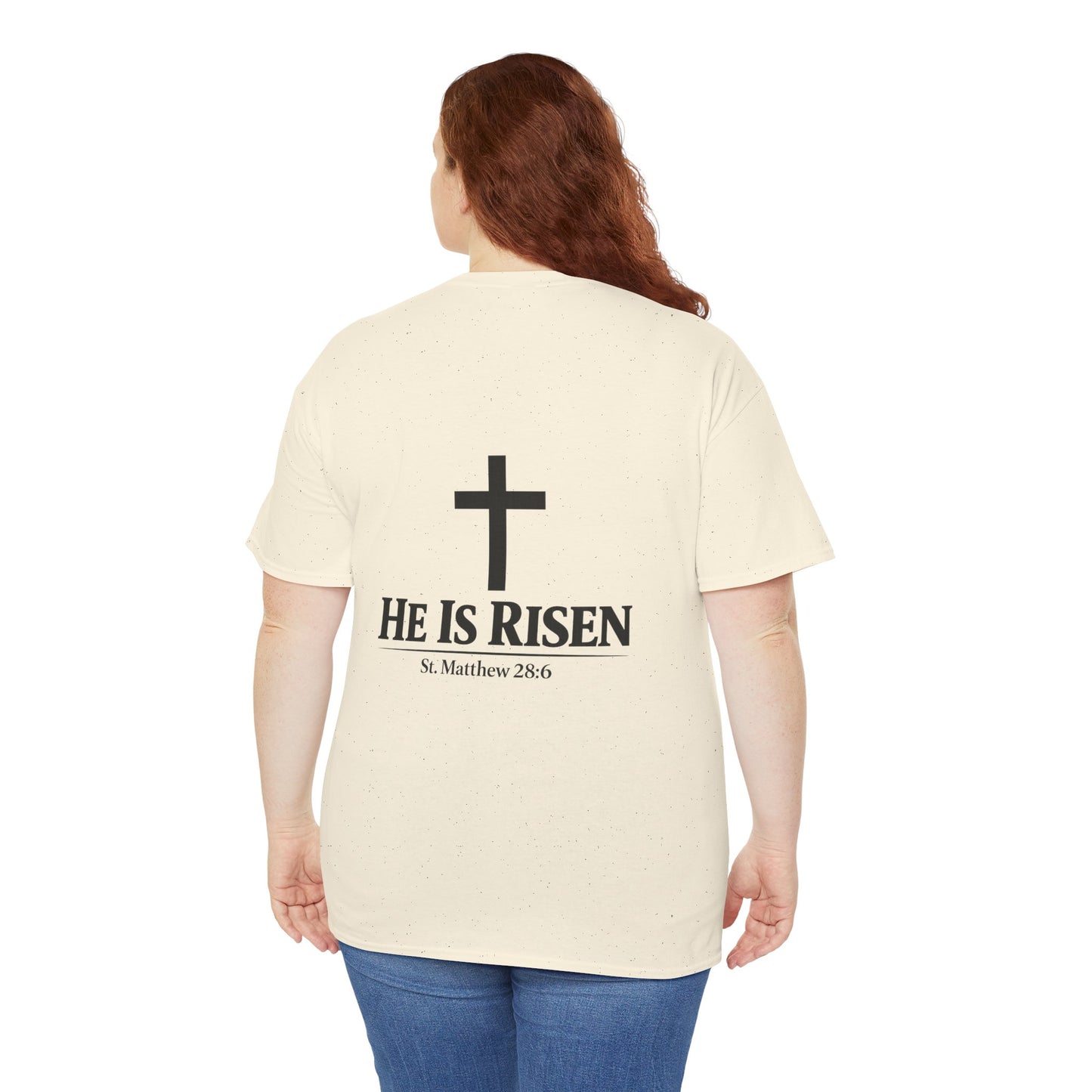 He Is Risen T-Shirt — Christian Easter Cross Tee