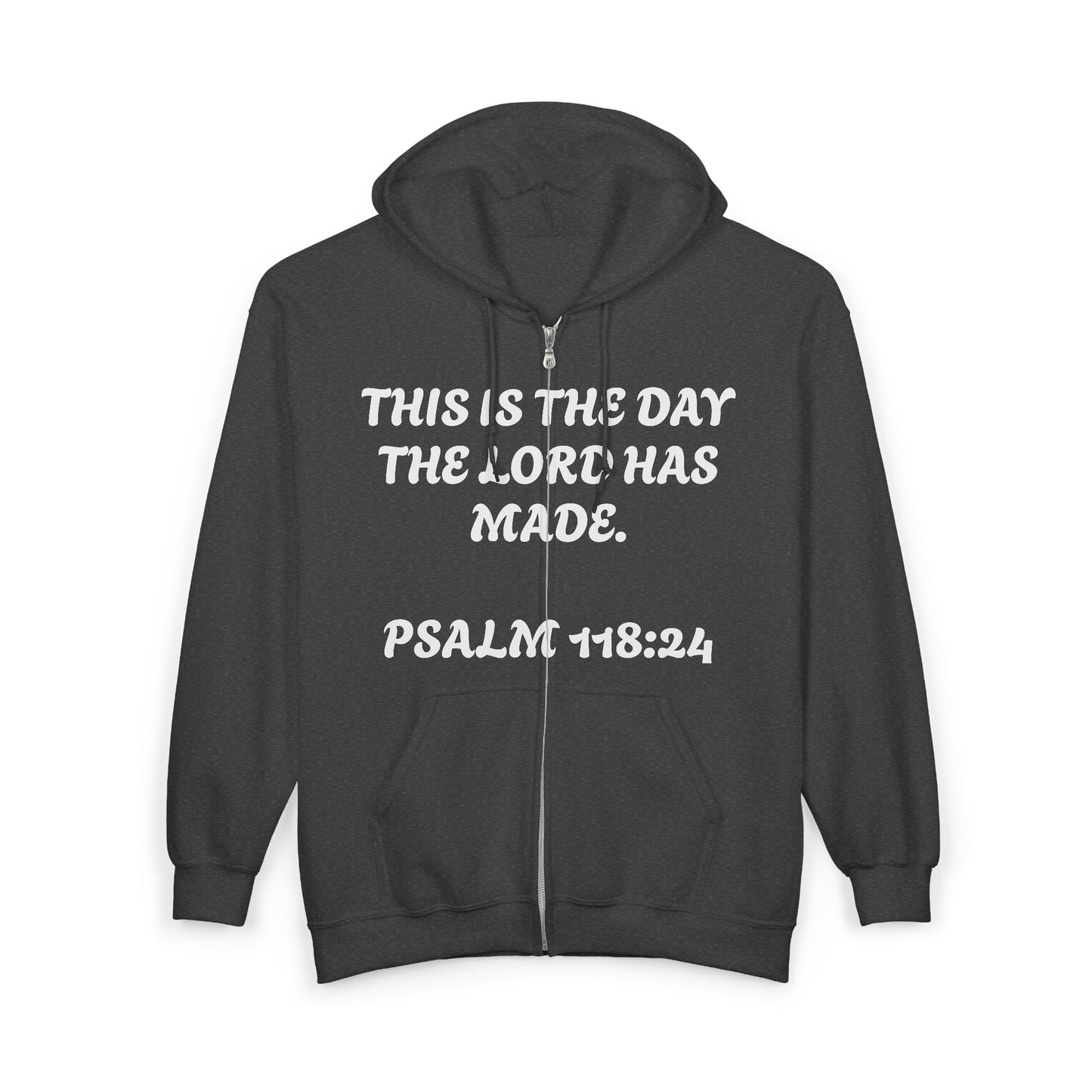 This is the day the Lord has made | Faith-Inspired Full Zip Hoodie, Inspirational Apparel, Religious Sweatshirt, Cozy Spiritual Gift, Bible Verse Hoodie, Christian Fashion