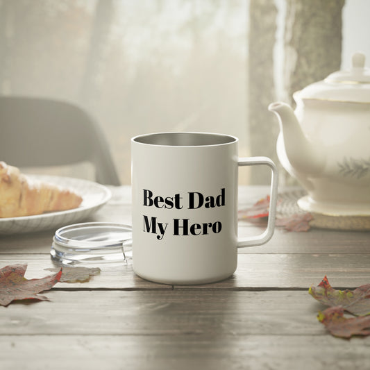 Best Dad My Hero Insulated Coffee Mug — 10oz Travel Tumbler for Dad