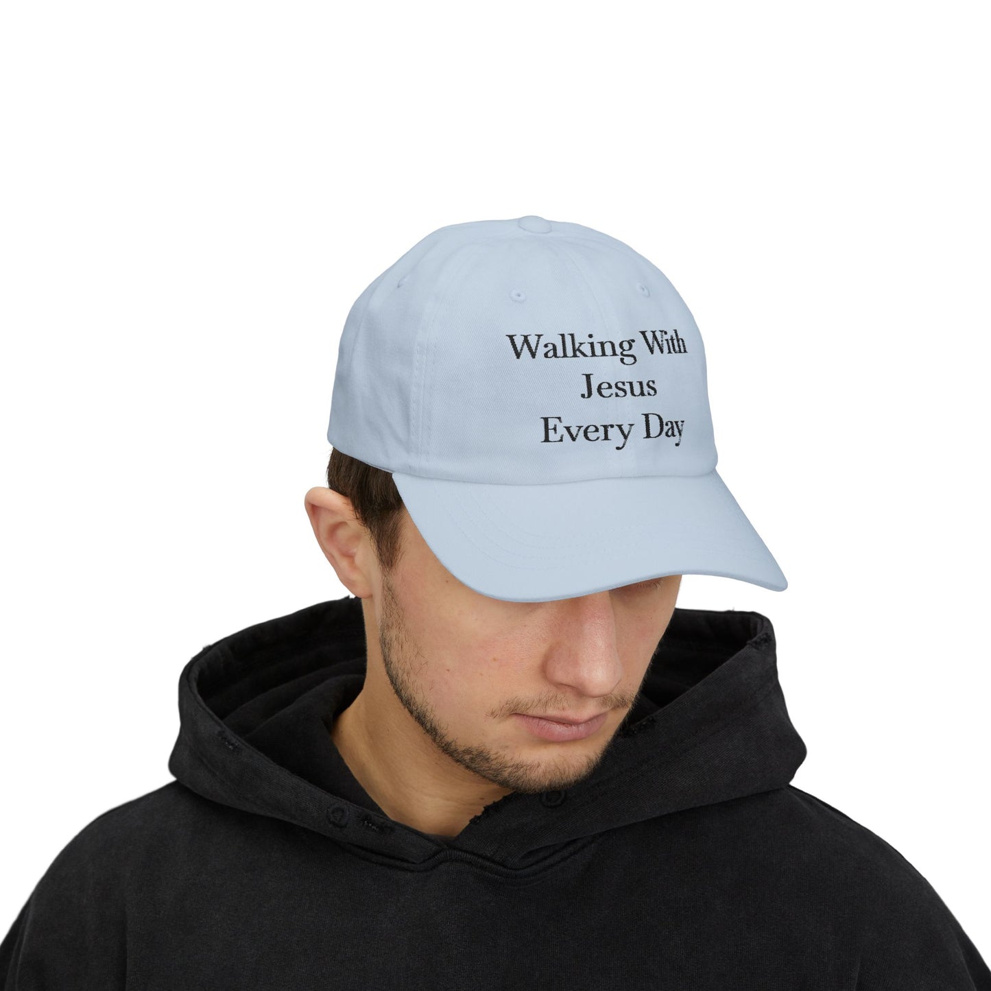 Walking With Jesus Every Day Dad Cap, Adjustable Cap, Christian Gift, Casual Hat, Religious Apparel, Faith-Inspired Gear