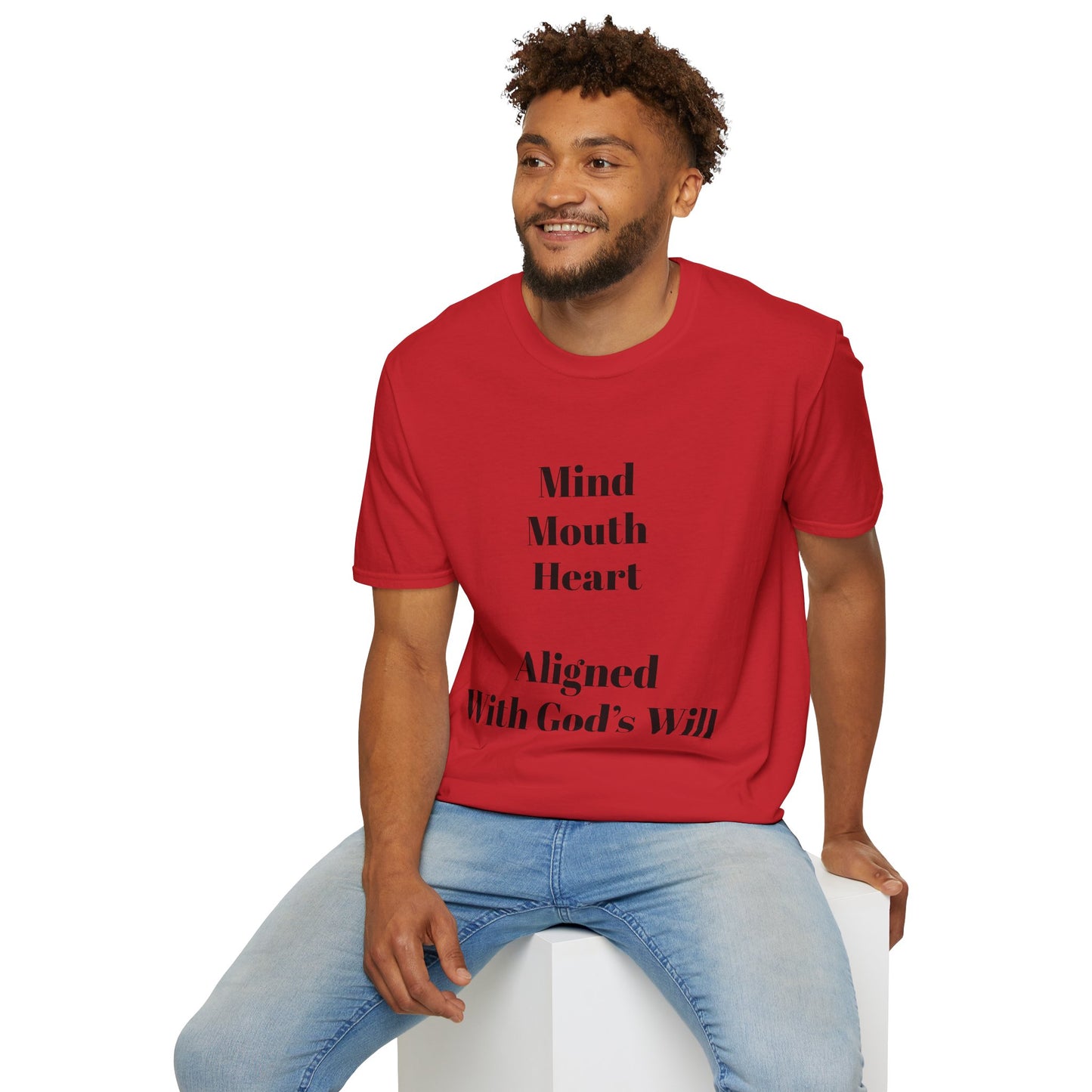 "Mind Mouth Heart Aligned With God's Will" (Romans 12:2, Psalm 19:14) | Light Color T-Shirt