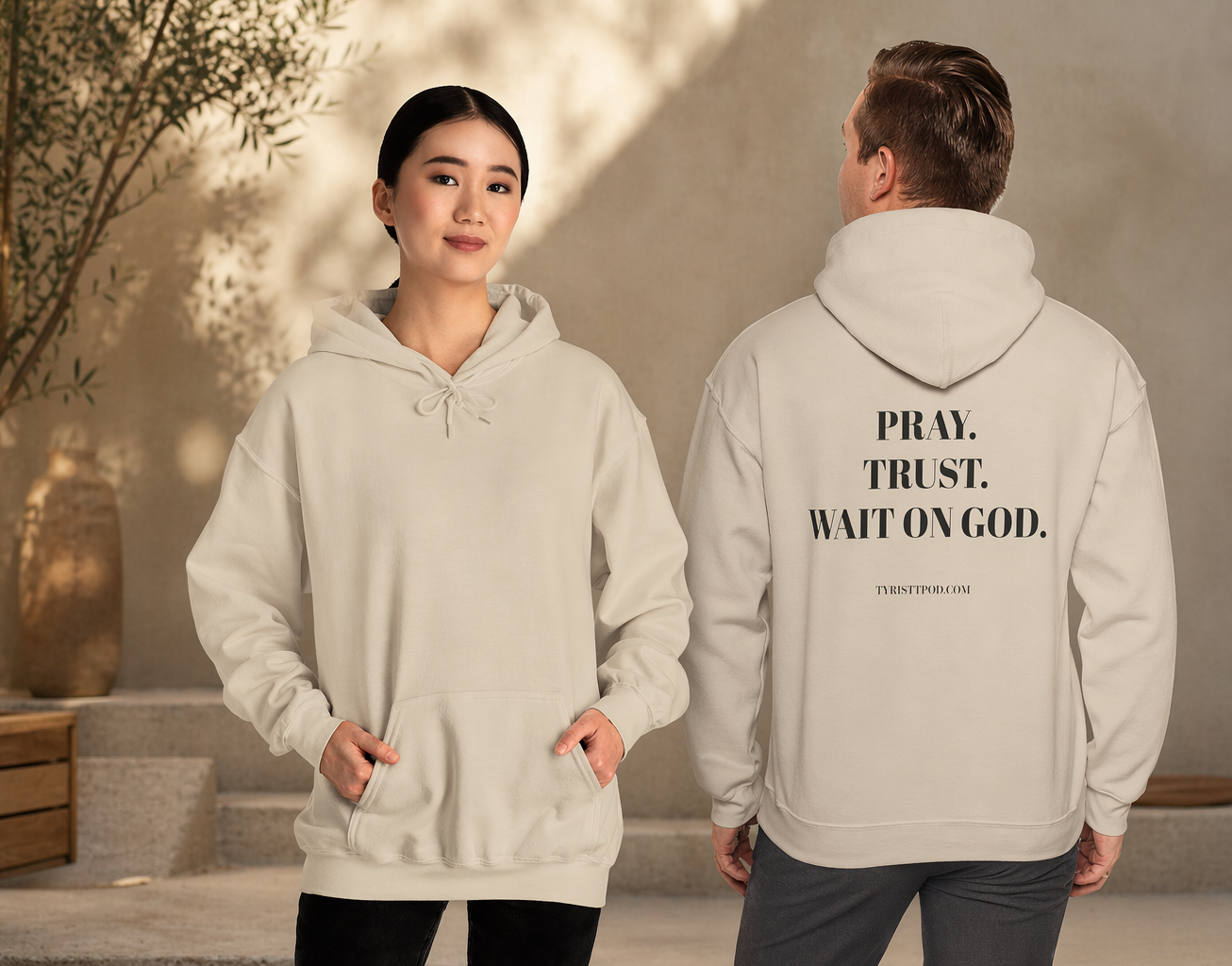 Pray. Trust. Wait On God. Hoodie — Inspirational Christian Faith Sweatshirt