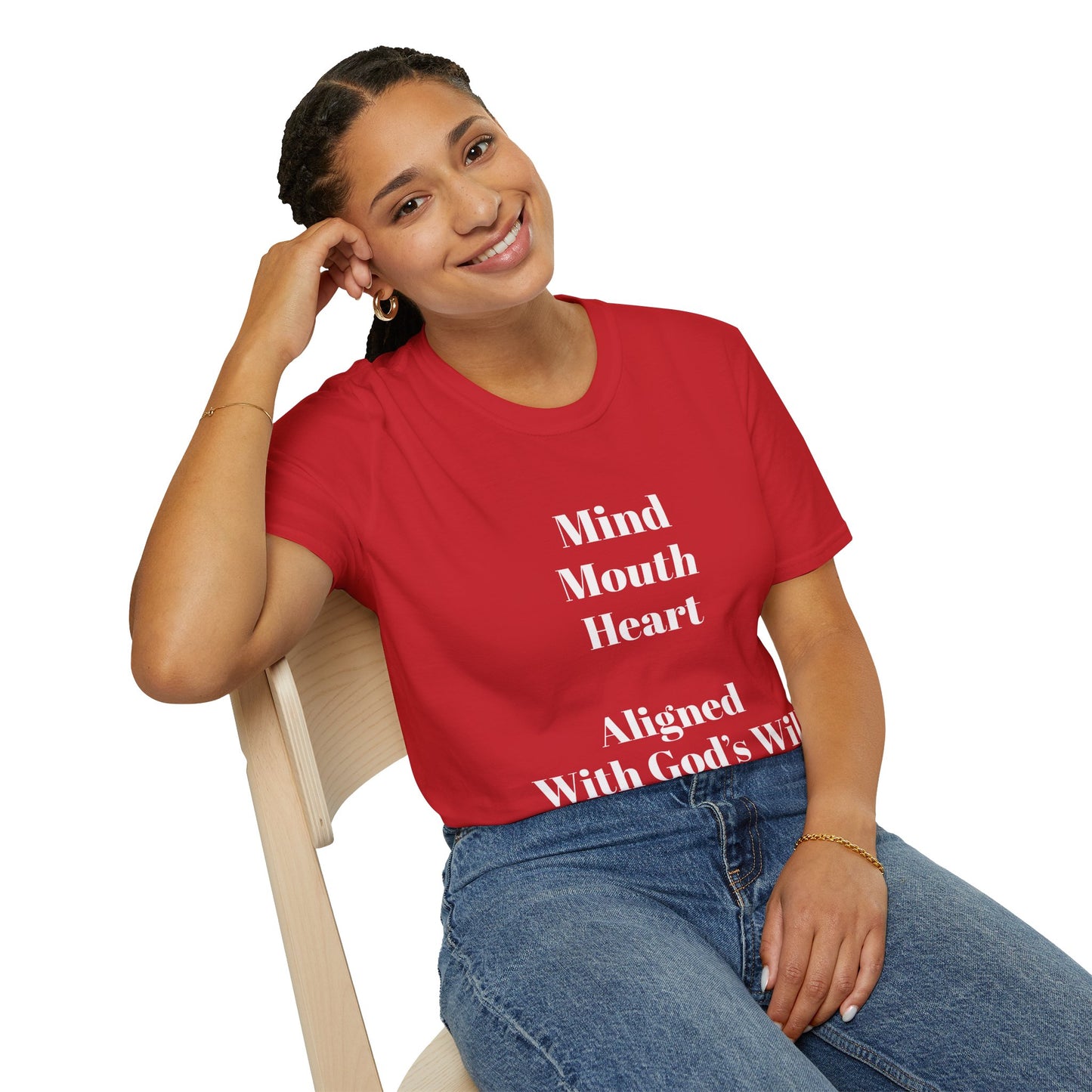 "Mind Mouth Heart Aligned With God's Will" (Romans 12:2, Psalm 19:14) | Dark color T-Shirt