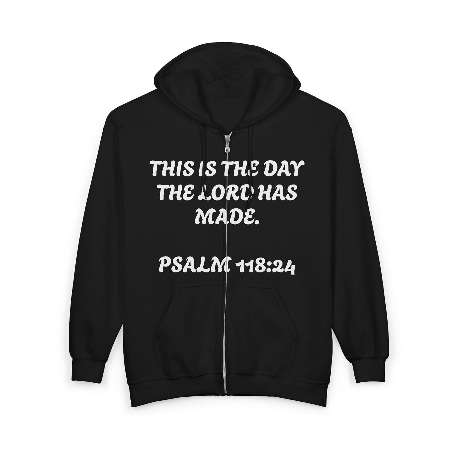 This is the day the Lord has made | Faith-Inspired Full Zip Hoodie, Inspirational Apparel, Religious Sweatshirt, Cozy Spiritual Gift, Bible Verse Hoodie, Christian Fashion