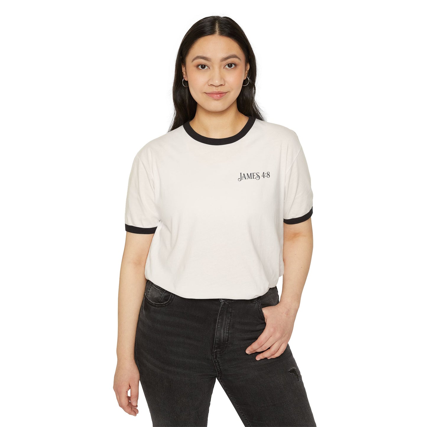 Growing Closer to God Every Day Ringer T-Shirt — James 4:8 Faith Tee (For Women)