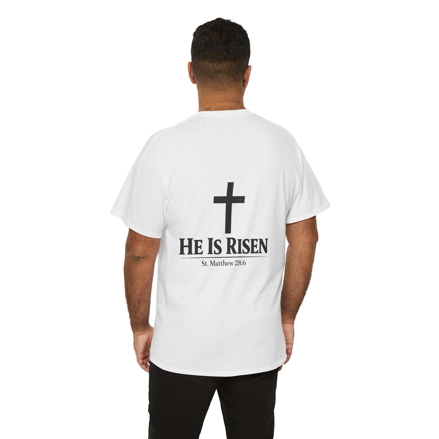 He Is Risen T-Shirt — Christian Easter Cross Tee