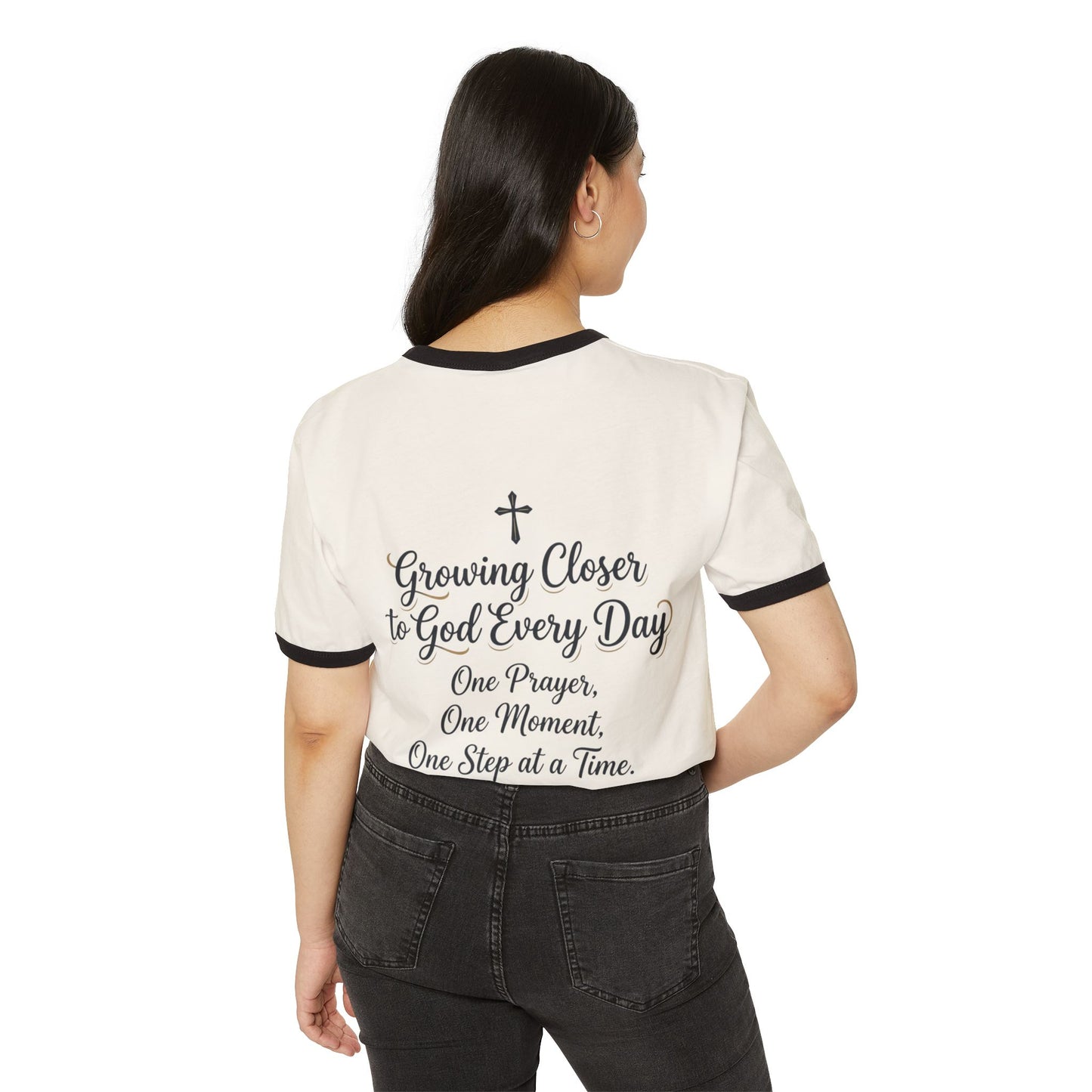 Growing Closer to God Every Day Ringer T-Shirt — James 4:8 Faith Tee (For Women)
