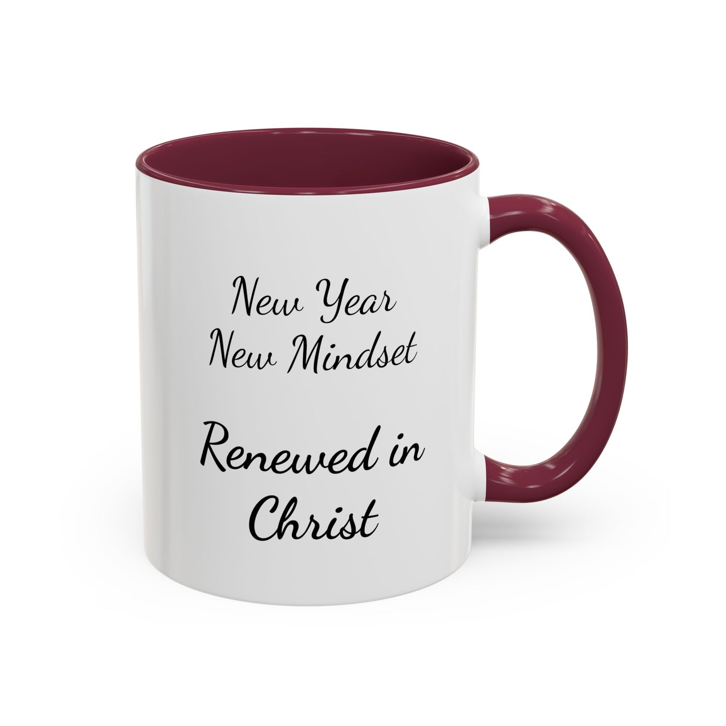 Renewed in Christ Coffee Mug — "New Year New Mindset" Inspirational Christian Mug (11oz/15oz)