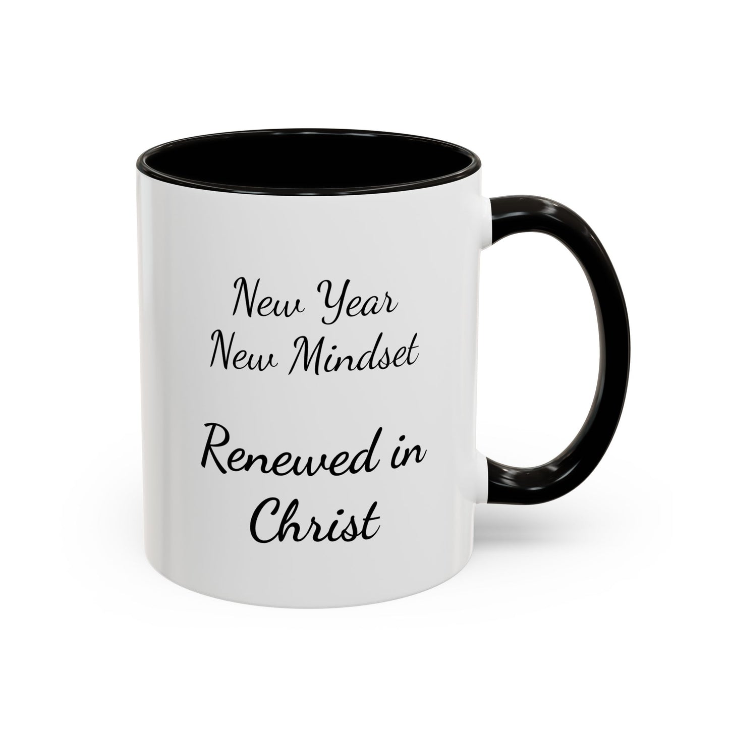Renewed in Christ Coffee Mug — "New Year New Mindset" Inspirational Christian Mug (11oz/15oz)