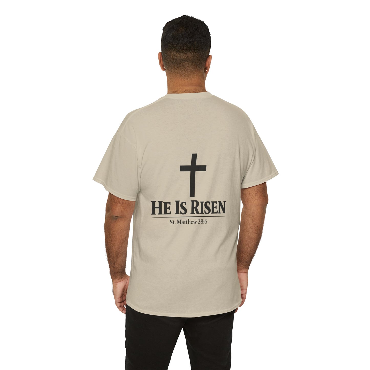 He Is Risen T-Shirt — Christian Easter Cross Tee